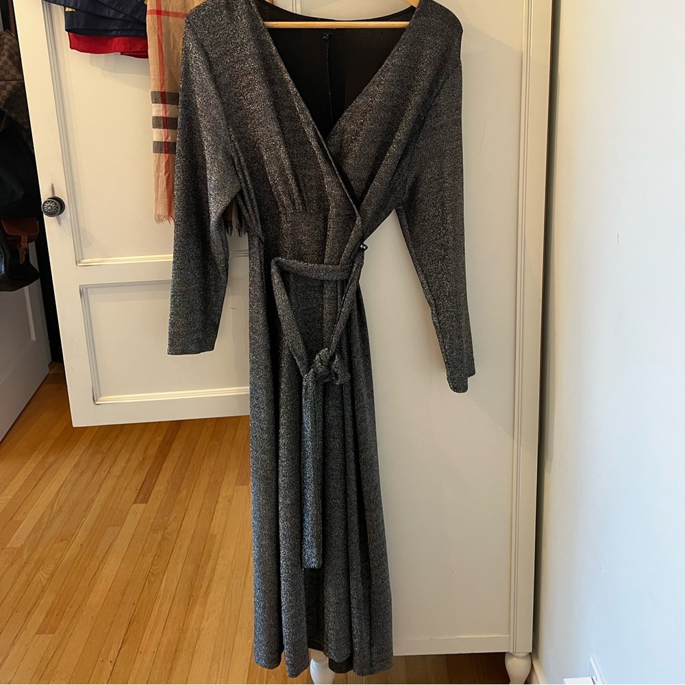 Boutique Alfani Silver Glitter Maxi Dress